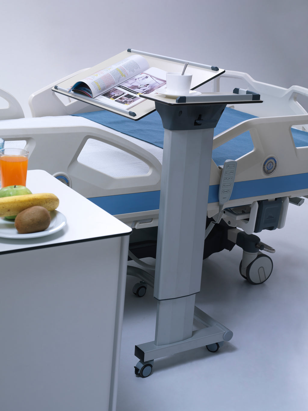 BST 04 Lateral System Over Bed Table (Compact Top Table - Aluminium Leg)