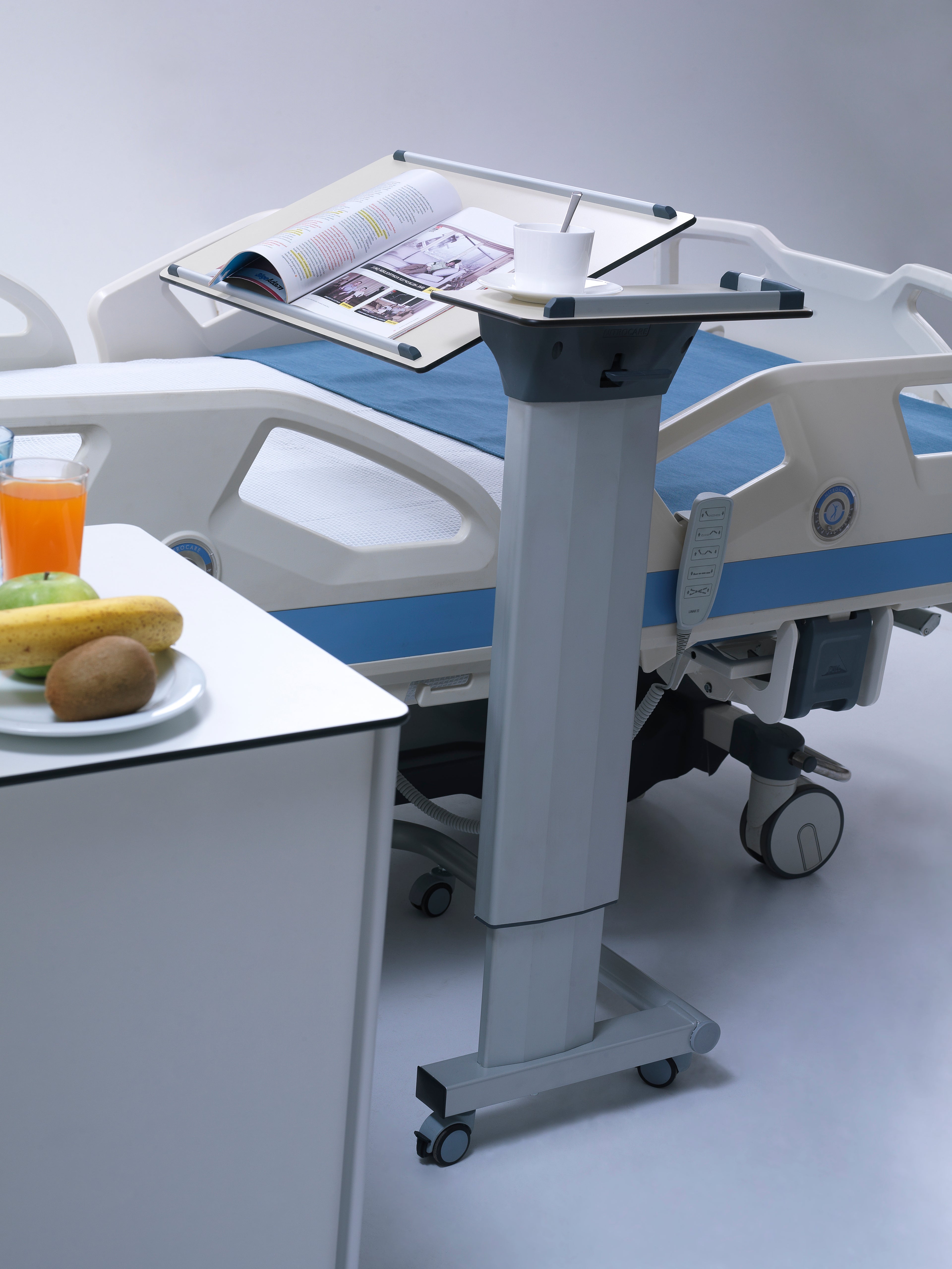 BST 04 Lateral System Over Bed Table (Compact Top Table - Aluminium Leg)