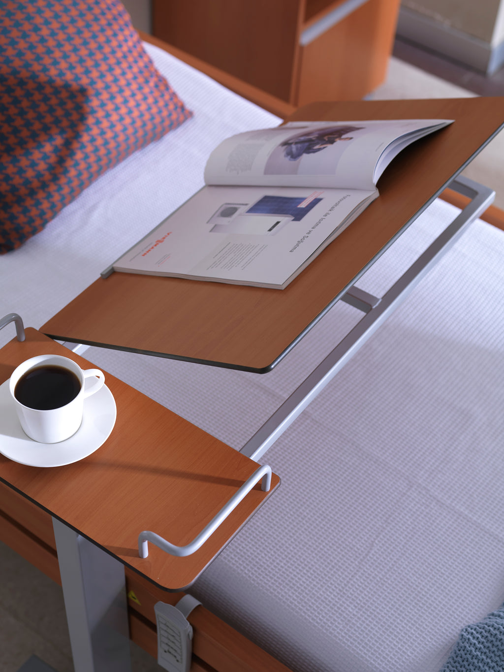BST 03 Lateral System Over Bed Table (Compact Top Table - Metal Leg)